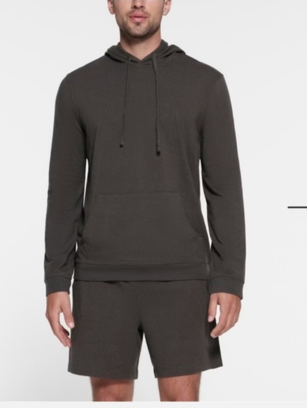 SKIMS Men's Dark Charcoal Hoodie - Pullover Drawstring